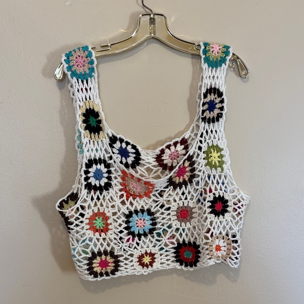 Colorful Crochet Floral Women Top